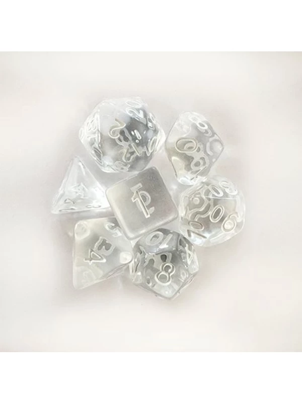 CONJUNTO DE DADOS CENTRAL TRANSLUCIDO - TRANSPARENTE E BRANCO