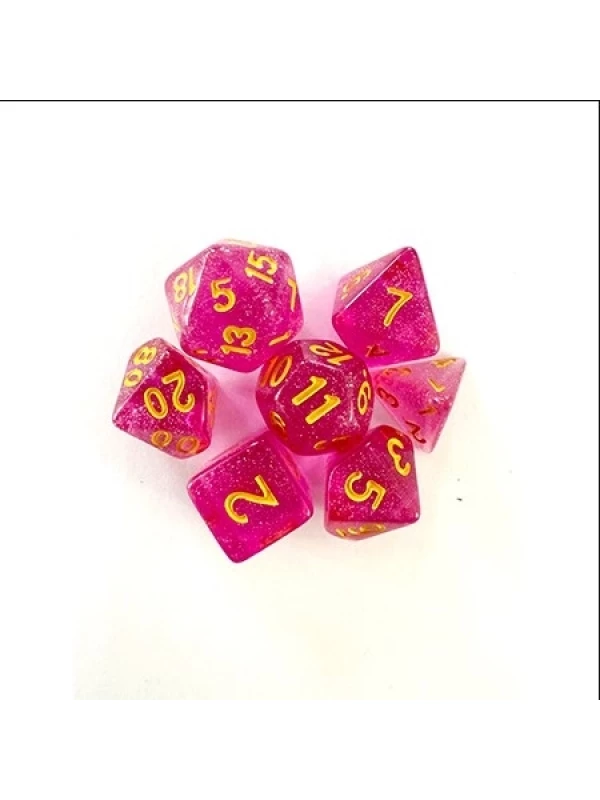 CONJUNTO DE DADOS CENTRAL GLITTER - ROSA E DOURADO