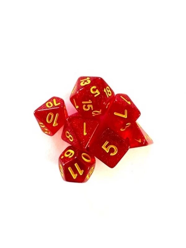CONJUNTO DE DADOS CENTRAL GLITTER - VERMELHO E DOURADO