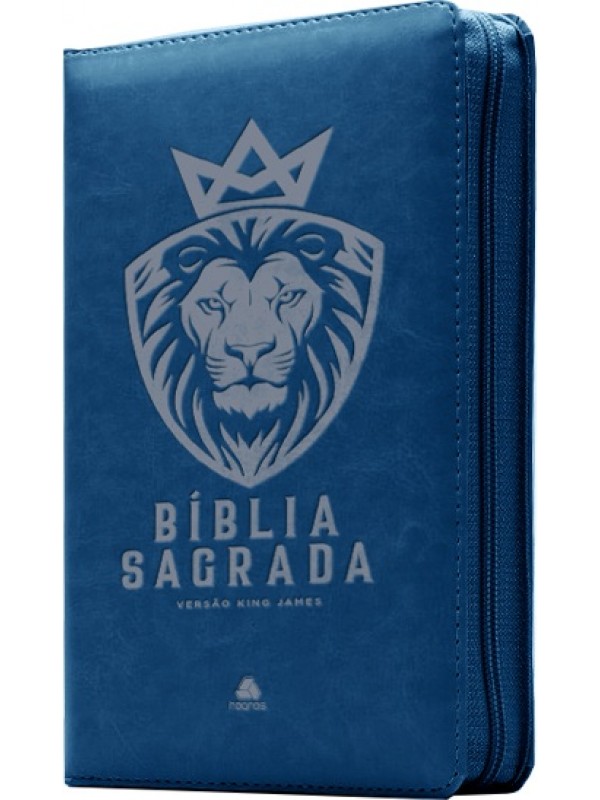 Bíblia Sagrada King James com zíper - Azul