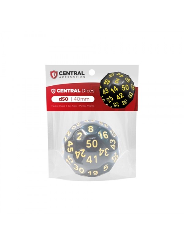 DADO D50 PRETO COM AMARELO - 40MM