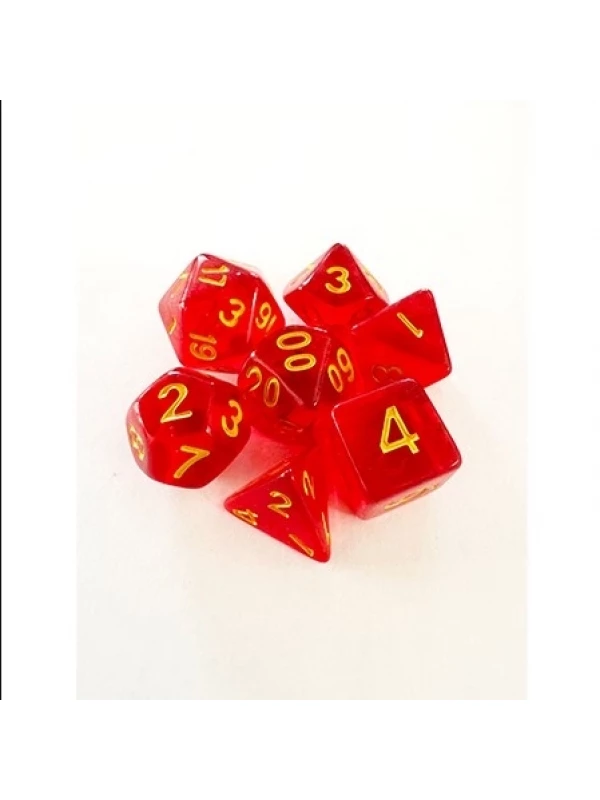 CONJUNTO DE DADOS CENTRAL TRANSLUCIDO - VERMELHO E DOURADO