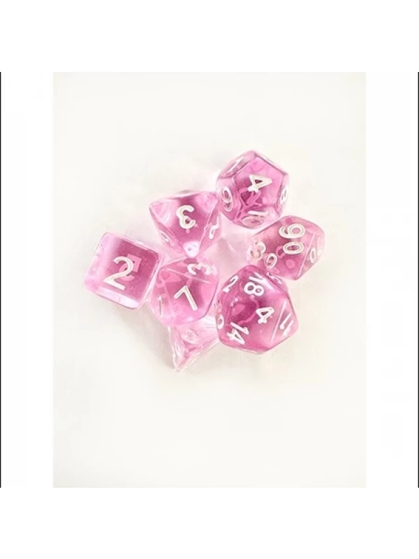 CONJUNTO DE DADOS CENTRAL TRANSLUCIDO - ROSA CLARO E BRANCO
