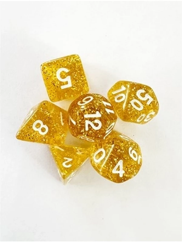 CONJUNTO DE DADOS CENTRAL GLITTER - AMARELO E BRANCO