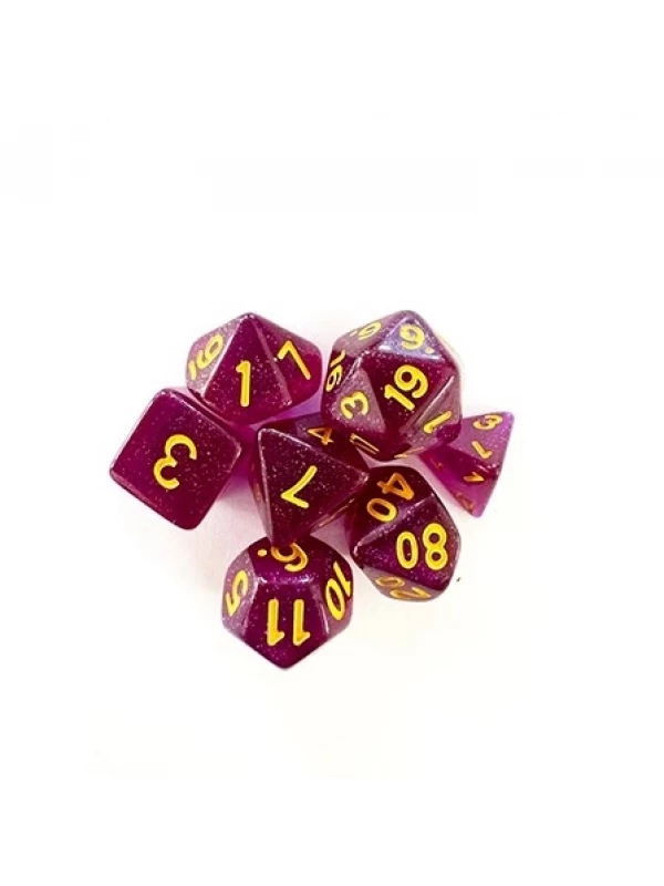 CONJUNTO DE DADOS CENTRAL GLITTER - ROXO E DOURADO