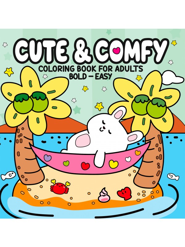 Cute & Comfy Coloring Book for Adults - Bold Easy - Livro de Colorir Adulto