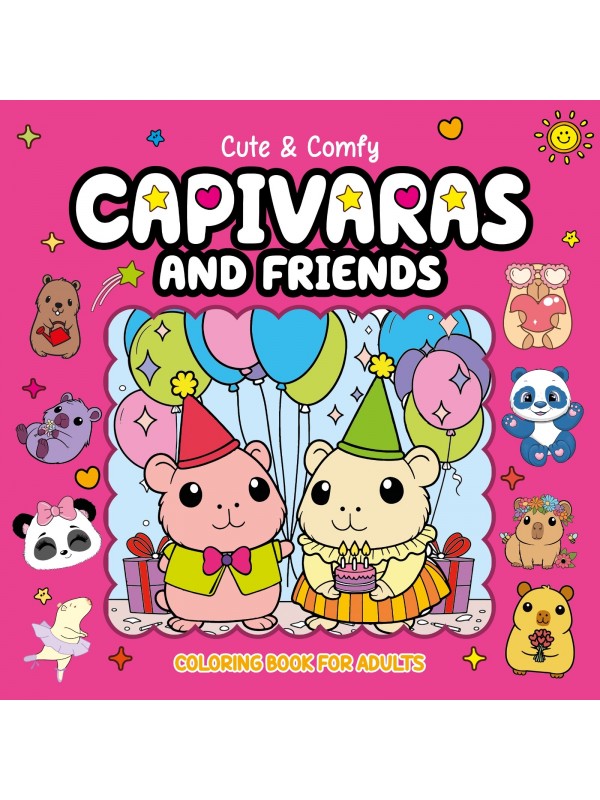 Cute & Comfy Coloring Book for Adults - Capivaras and Friends - Livro de Colorir Adulto