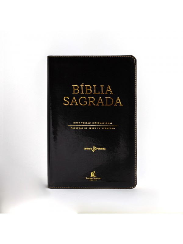 Bíblia NVI, Couro Soft, Preto, Letras Vermelhas, Índice de Dedo, Leitura Perfeita