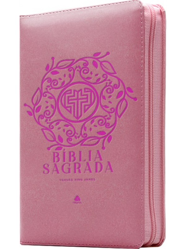 Bíblia Sagrada King James com zíper - Rosa