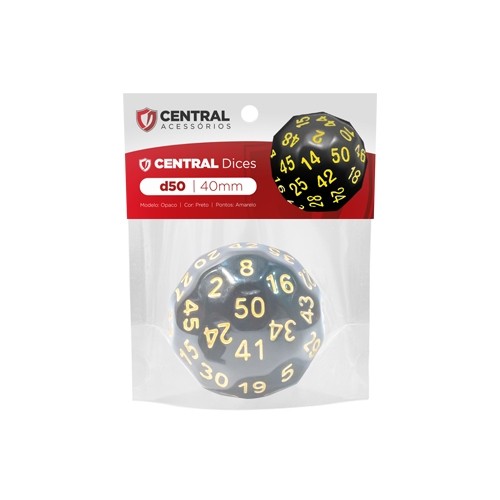 DADO D50 PRETO COM AMARELO - 40MM