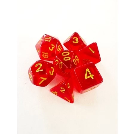 CONJUNTO DE DADOS CENTRAL TRANSLUCIDO - VERMELHO E DOURADO