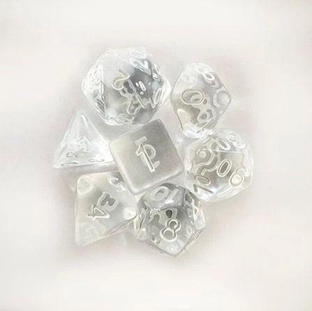 CONJUNTO DE DADOS CENTRAL TRANSLUCIDO - TRANSPARENTE E BRANCO