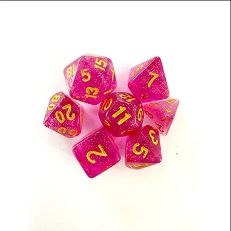 CONJUNTO DE DADOS CENTRAL GLITTER - ROSA E DOURADO