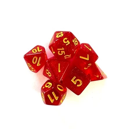 CONJUNTO DE DADOS CENTRAL GLITTER - VERMELHO E DOURADO