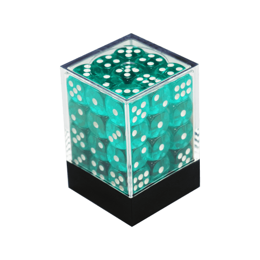 CONJUNTO DE DADOS TRANSLUCIDOS COM 36 UNIDADES - CIANO