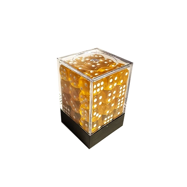 CONJUNTO DE DADOS TRANSLUCIDOS COM 36 UNIDADES - DOURADO