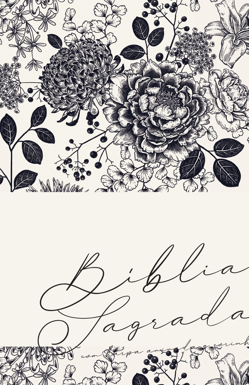Bíblia ARC Floral Creme - Letra Gigante