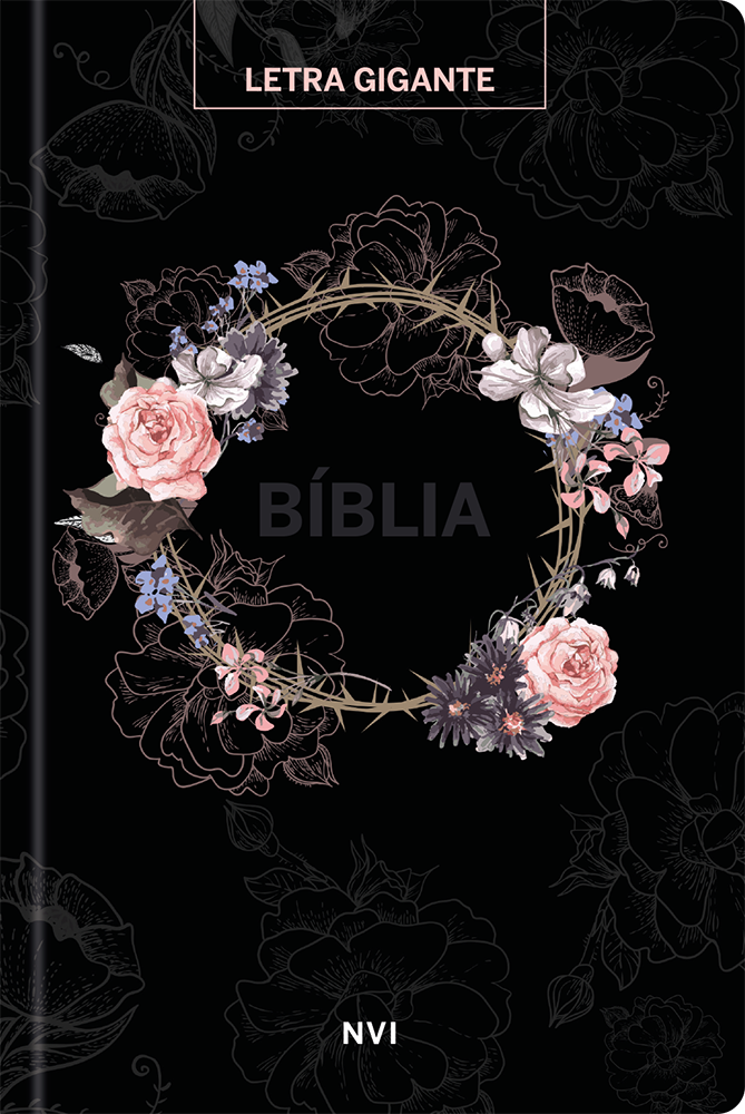 Bíblia Sagrada NVI - Letra Gigante - Flores preta