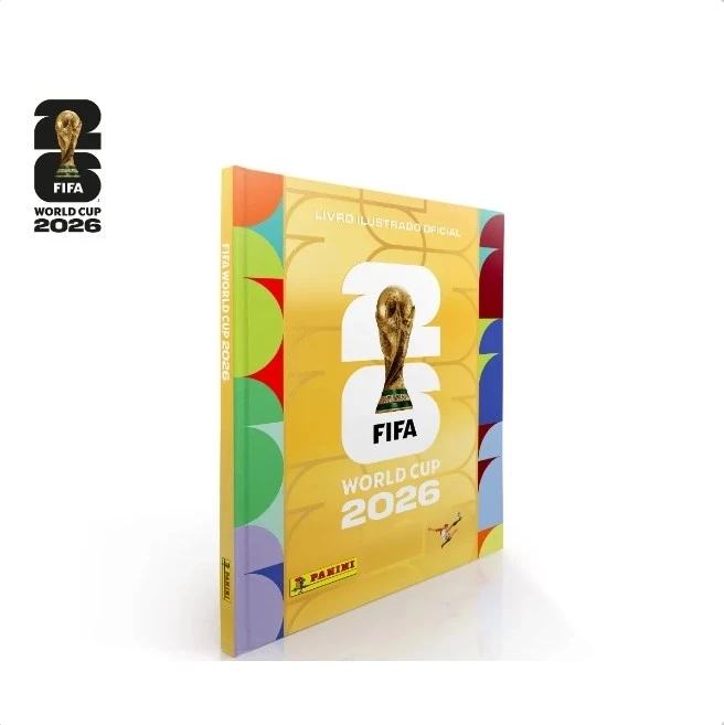 BOX ALBUM COPA DO MUNDO 2026 - CAPA DURA OURO + 60 ENVELOPES + CAIXA GOL - PANINI COLECIONAVEL