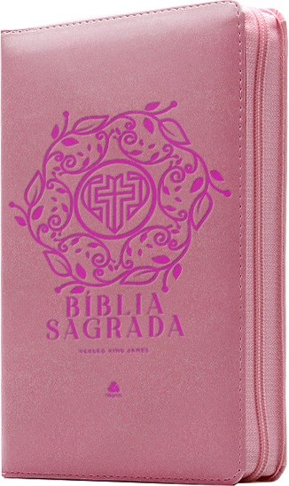 Bíblia Sagrada King James com zíper - Rosa