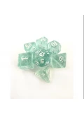 CONJUNTO DE DADOS CENTRAL GLITTER - CIANO E BRANCO